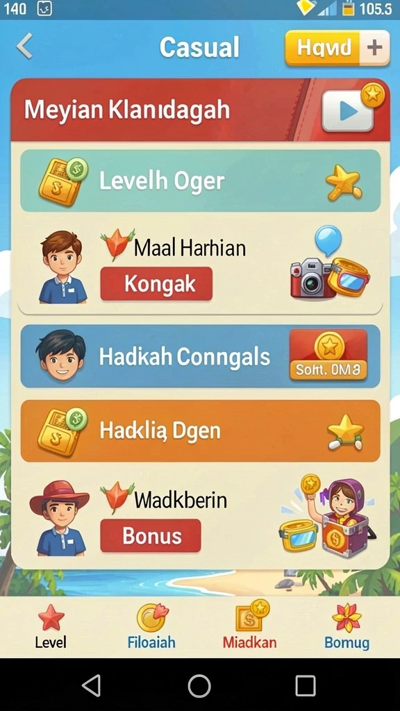 dana777 - Screenshot menampilkan karakter utama dalam mode petualangan.